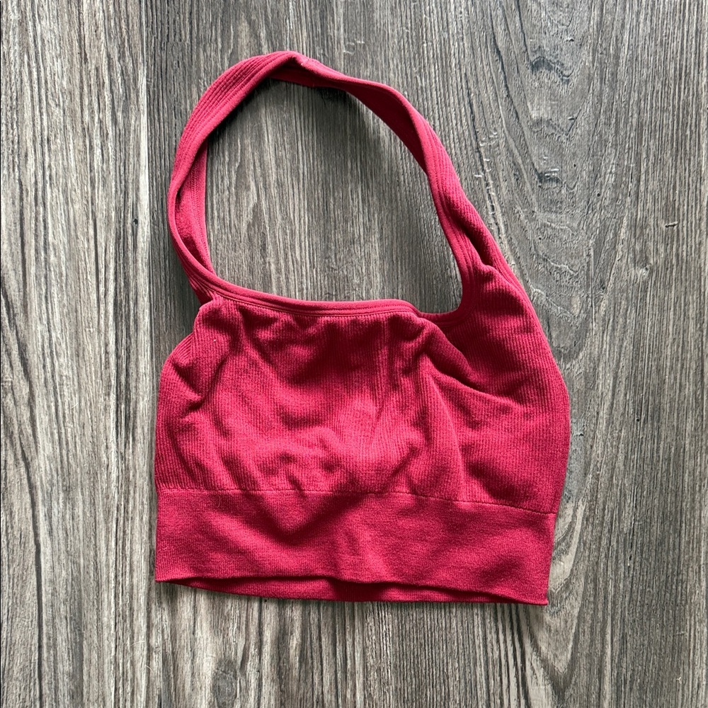 Fabletics Red Ribbed Sports Bra